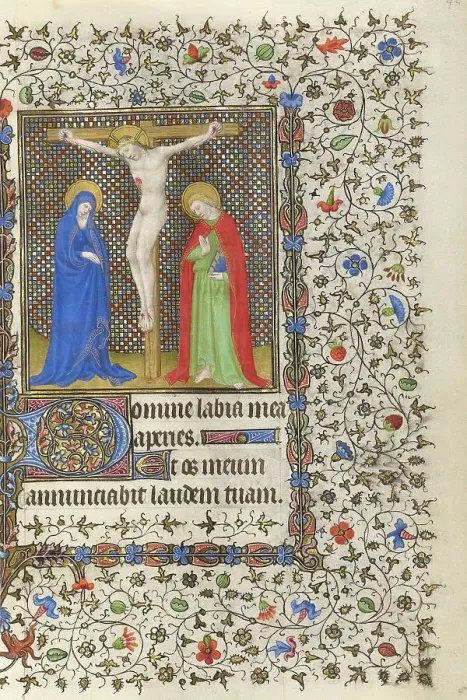 Framed Print : The Crucifixion; Book of Hours, about 1415-1420. Creators: Boucicaut Master, Workshop of the Boucicaut Master Framed Print : The Crucifixion; Book of Hours, about 1415-1420. Creators: Boucicaut Master, Workshop of the Boucicaut Master