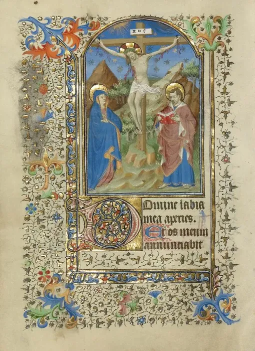 Framed Print : The Crucifixion; Book of Hours, about 1420-1430. Creator: Master of the Harvard Hannibal Framed Print : The Crucifixion; Book of Hours, about 1420-1430. Creator: Master of the Harvard Hannibal