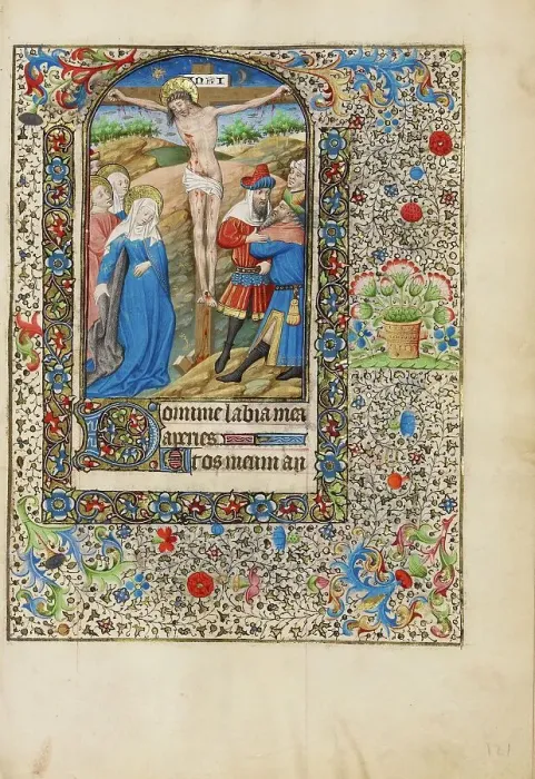 Framed Print : The Crucifixion; Book of Hours, about 1440-1450. Creator: Workshop of the Bedford Master Framed Print : The Crucifixion; Book of Hours, about 1440-1450. Creator: Workshop of the Bedford Master