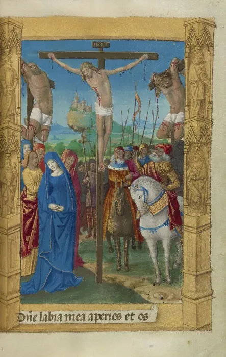 Framed Print : The Crucifixion; Book of Hours, 1478. Creator: Master of Guillaume Lambert Framed Print : The Crucifixion; Book of Hours, 1478. Creator: Master of Guillaume Lambert