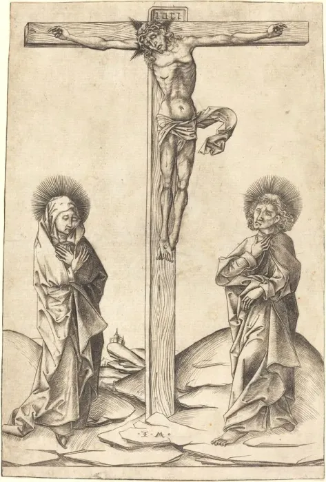 Framed Print : The Crucifixion, c. 1475. Creator: Israhel van Meckenem Framed Print : The Crucifixion, c. 1475. Creator: Israhel van Meckenem