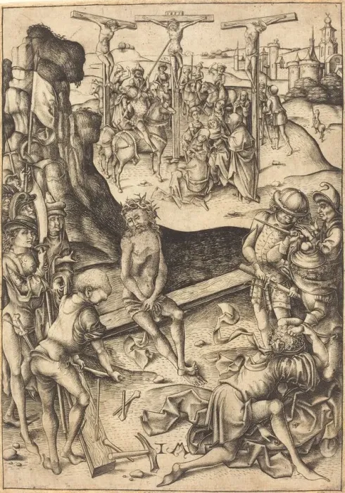Framed Print : The Crucifixion, c. 1480. Creator: Israhel van Meckenem Framed Print : The Crucifixion, c. 1480. Creator: Israhel van Meckenem