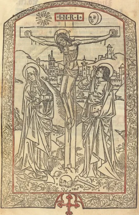 Framed Print : The Crucifixion, c. 1485. Creator: Unknown Framed Print : The Crucifixion, c. 1485. Creator: Unknown