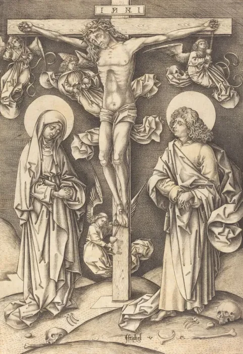Framed Print : The Crucifixion, c. 1490 / 1500. Creator: Israhel van Meckenem Framed Print : The Crucifixion, c. 1490 / 1500. Creator: Israhel van Meckenem