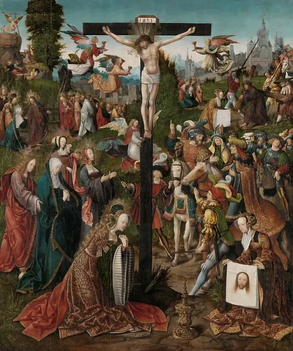 Framed Print : The Crucifixion, c.1507-c.1510. Creator: Jacob Cornelisz. van Oostsanen Framed Print : The Crucifixion, c.1507-c.1510. Creator: Jacob Cornelisz. van Oostsanen