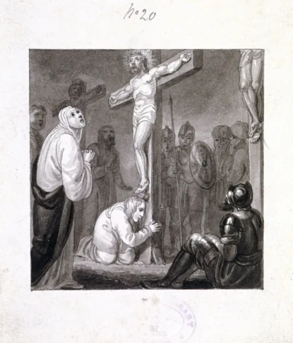 Framed Print : The Crucifixion, c1810-c1844. Artist: Henry Corbould Framed Print : The Crucifixion, c1810-c1844. Artist: Henry Corbould