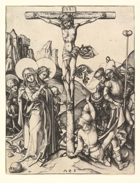 Framed Print : Crucifixion, ca. 1435-1491. Creator: Martin Schongauer Framed Print : Crucifixion, ca. 1435-1491. Creator: Martin Schongauer