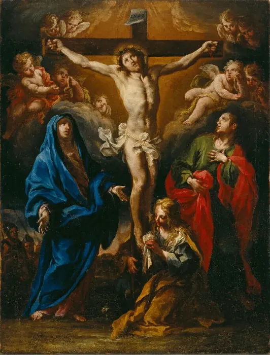 Framed Print : Crucifixion of Christ with the Madonna, Saint John and Saint Mary Magdalene, c1764. Creator: Conca; Sebastiano (1680-1764) Framed Print : Crucifixion of Christ with the Madonna, Saint John and Saint Mary Magdalene, c1764. Creator: Conca; Sebastiano (1680-1764)