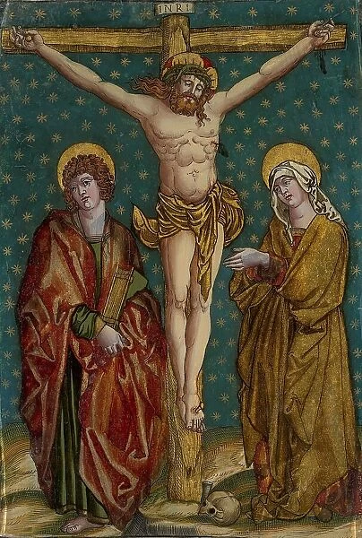 Crucifixion of Christ, with the Virgin and St John, c.1535-c.1540. Creator: Anon