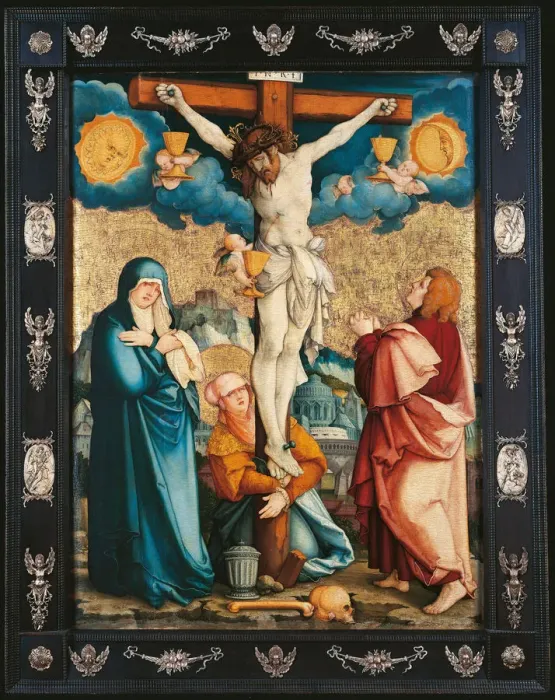 Framed Print : The Crucifixion, First Half of 16th century. Artist: Master of Messkirch (ca. 1500-1543) Framed Print : The Crucifixion, First Half of 16th century. Artist: Master of Messkirch (ca. 1500-1543)