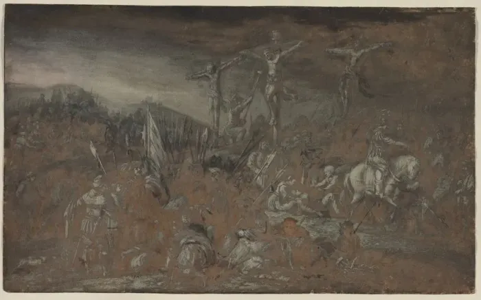 Framed Print : The Crucifixion, last half 1600s. Creator: Gerrit van Battem (Dutch, c. 1636-1684) Framed Print : The Crucifixion, last half 1600s. Creator: Gerrit van Battem (Dutch, c. 1636-1684)
