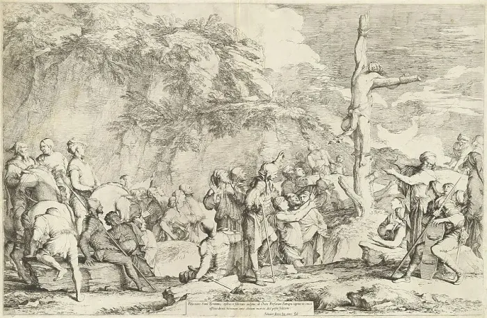 Framed Print : The Crucifixion of Polycrates, c. 1662. Creator: Salvator Rosa Framed Print : The Crucifixion of Polycrates, c. 1662. Creator: Salvator Rosa