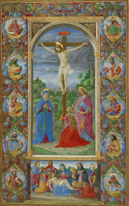 Framed Print : The Crucifixion; Poncher Hours, 1484-1492. Creator: Giuliano Amedei Framed Print : The Crucifixion; Poncher Hours, 1484-1492. Creator: Giuliano Amedei