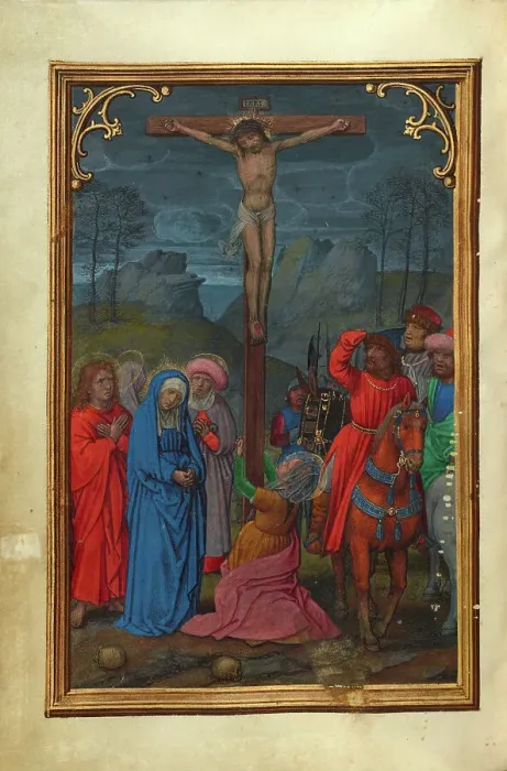Framed Print : The Crucifixion; Prayer Book of Cardinal Albrecht of Brandenburg, about 1525-1530. Creator: Simon Bening Framed Print : The Crucifixion; Prayer Book of Cardinal Albrecht of Brandenburg, about 1525-1530. Creator: Simon Bening