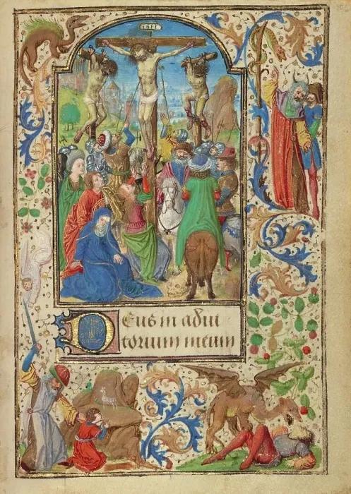 Framed Print : The Crucifixion; Prayer Book of Charles the Bold, about 1471. Creator: Lieven van Lathem Framed Print : The Crucifixion; Prayer Book of Charles the Bold, about 1471. Creator: Lieven van Lathem
