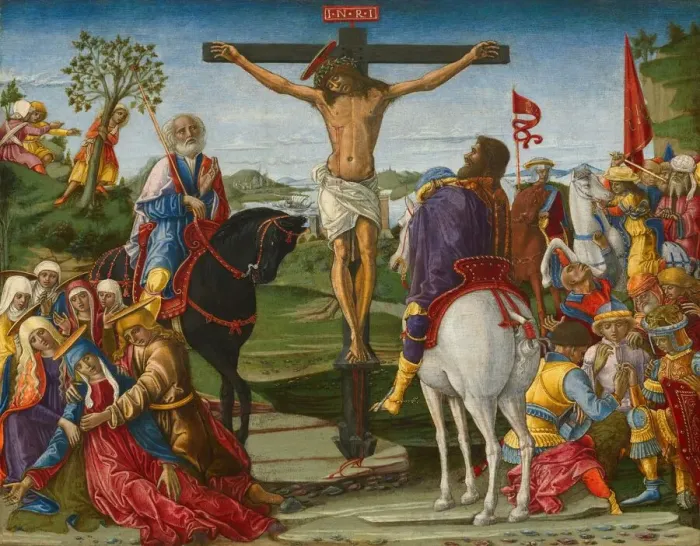 Framed Print : The Crucifixion, probably 1491. Creator: Benvenuto di Giovanni Framed Print : The Crucifixion, probably 1491. Creator: Benvenuto di Giovanni