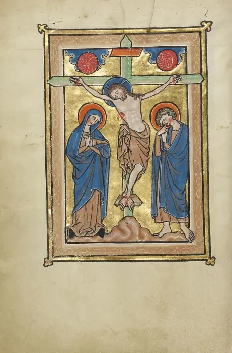 Framed Print : The Crucifixion; Psalter, mid-1200s. Creator: Unknown Framed Print : The Crucifixion; Psalter, mid-1200s. Creator: Unknown
