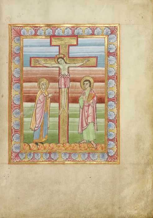 Framed Print : The Crucifixion; Sacramentary, about 1025-1050. Creator: Unknown Framed Print : The Crucifixion; Sacramentary, about 1025-1050. Creator: Unknown