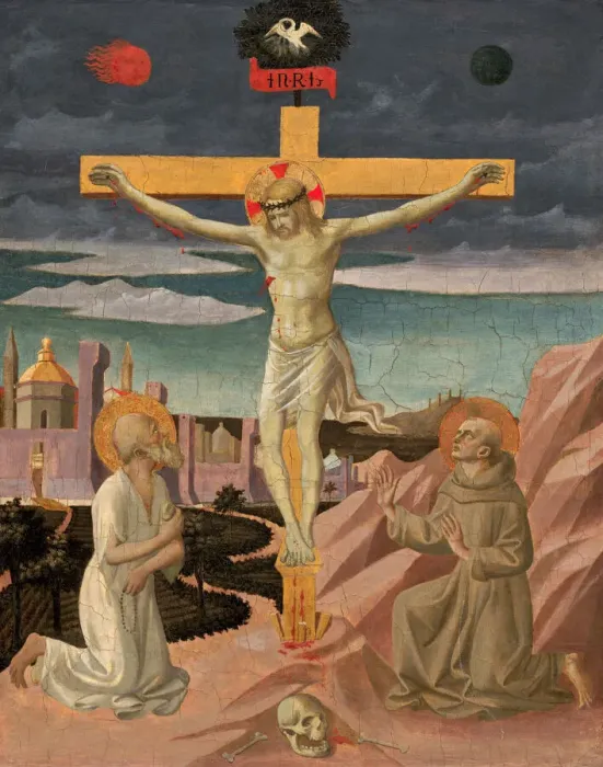 Framed Print : The Crucifixion with Saint Jerome and Saint Francis, c. 1445 / 1450 Framed Print : The Crucifixion with Saint Jerome and Saint Francis, c. 1445 / 1450