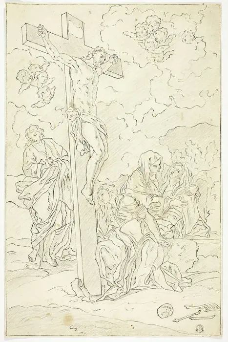 Framed Print : Crucifixion with Saint John the Evangelist, the Virgin and Two Maries, n.d. Creator: School of Francesco Solimena Italian, 1657-1747 Framed Print : Crucifixion with Saint John the Evangelist, the Virgin and Two Maries, n.d. Creator: School of Francesco Solimena Italian, 1657-1747