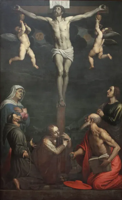 Framed Print : The Crucifixion with Saints, Early 17th cen Creator: Cresti (called Il Passignano) Framed Print : The Crucifixion with Saints, Early 17th cen Creator: Cresti (called Il Passignano)