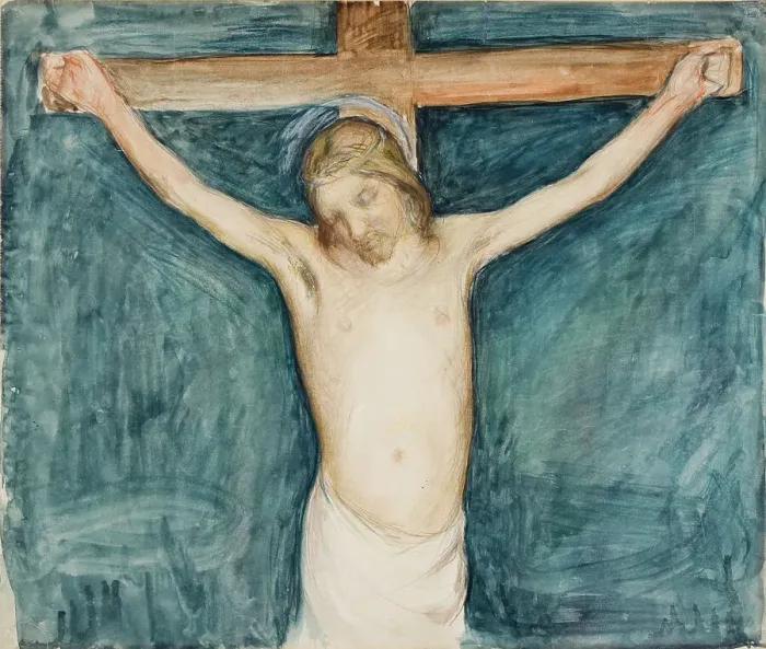 Framed Print : Crucifixion, Sketch for thr Altarpiece in the Mikkeli Church, 1896-1897. Creator: Pekka Halonen Framed Print : Crucifixion, Sketch for thr Altarpiece in the Mikkeli Church, 1896-1897. Creator: Pekka Halonen