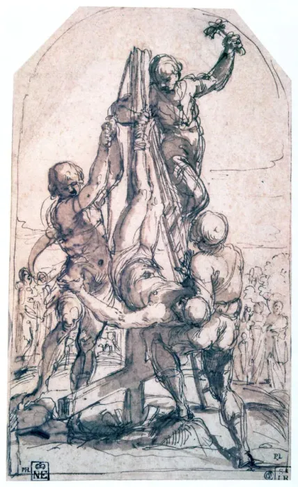 Framed Print : Crucifixion of St Peter, c1600-1642. Artist: Guido Reni Framed Print : Crucifixion of St Peter, c1600-1642. Artist: Guido Reni