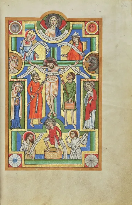 Framed Print : The Crucifixion; Stammheim Missal, probably 1170s. Creator: Unknown Framed Print : The Crucifixion; Stammheim Missal, probably 1170s. Creator: Unknown
