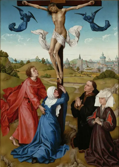 Framed Print : The Crucifixion (The Crucifixion Triptych), c. 1440. Artist: Weyden, Rogier, van der (ca. 1399-1464) Framed Print : The Crucifixion (The Crucifixion Triptych), c. 1440. Artist: Weyden, Rogier, van der (ca. 1399-1464)