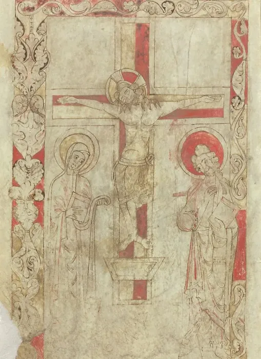 Framed Print : The Crucifixion [verso], early 12th century. Creator: Unknown
