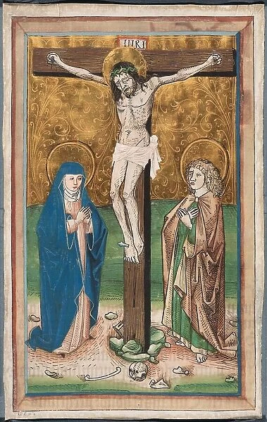 Crucifixion with the Virgin Mary and Saint John (recto); Saint Sebald with the Donors... c1485-90. Creator: Unknown