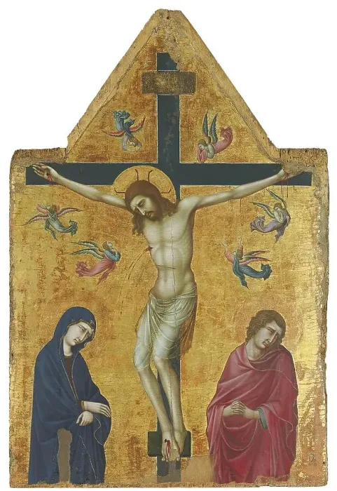 Framed Print : The Crucifixion with the Virgin, Saint John and Angels, 1330. Creator: Ugolino da Siena Framed Print : The Crucifixion with the Virgin, Saint John and Angels, 1330. Creator: Ugolino da Siena