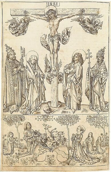 The Crucifixion with the Virgin and Saints and the Hungerstein Family, c. 1492. Creator: Master of the Strassburg Chronicle