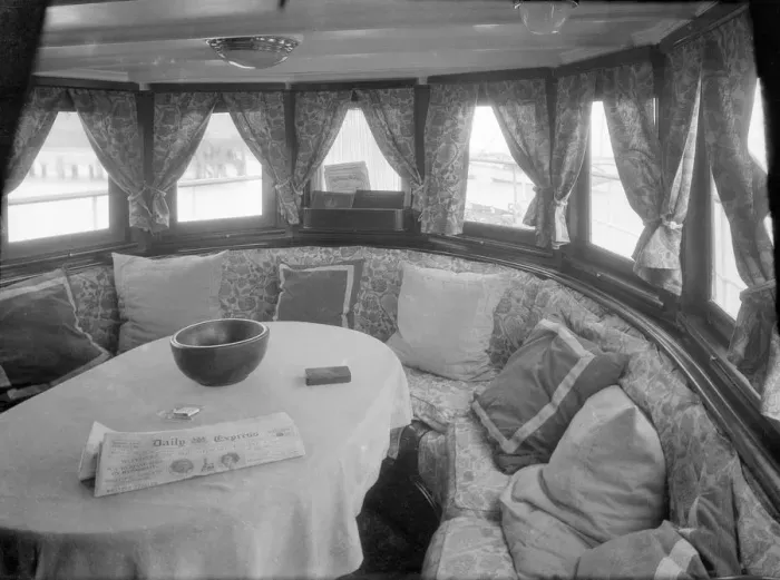 Framed Print : Cruising in comfort, the saloon of motor yacht Scaramouche, 1927 Framed Print : Cruising in comfort, the saloon of motor yacht Scaramouche, 1927