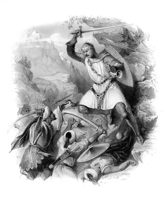 Framed Print : Crusader in battle, (19th century)
