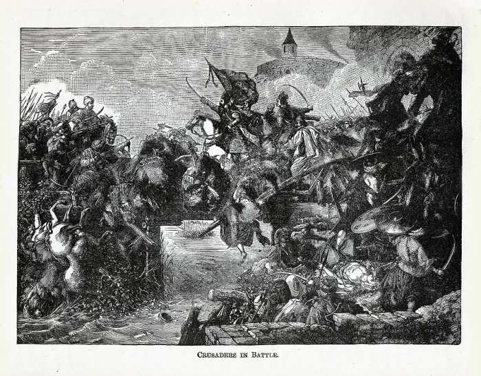 Framed Print : Crusaders in Battle, 1882. Artist: Anonymous Framed Print : Crusaders in Battle, 1882. Artist: Anonymous