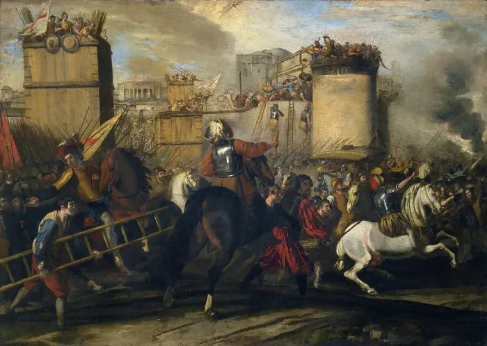 Framed Print : The Crusaders capture Jerusalem, c1635-1650. Creator: Falcone, Aniello (1600 / 7-1665) Framed Print : The Crusaders capture Jerusalem, c1635-1650. Creator: Falcone, Aniello (1600 / 7-1665)