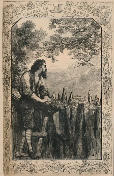 Framed Print : Crusoe In His Bower, c1870 Framed Print : Crusoe In His Bower, c1870