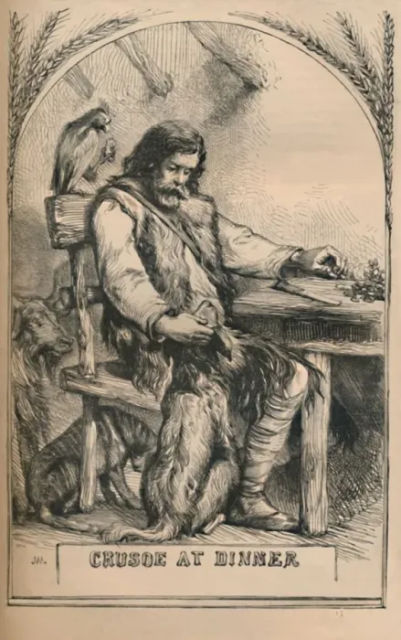 Framed Print : Crusoe at Dinner, c1870 Framed Print : Crusoe at Dinner, c1870