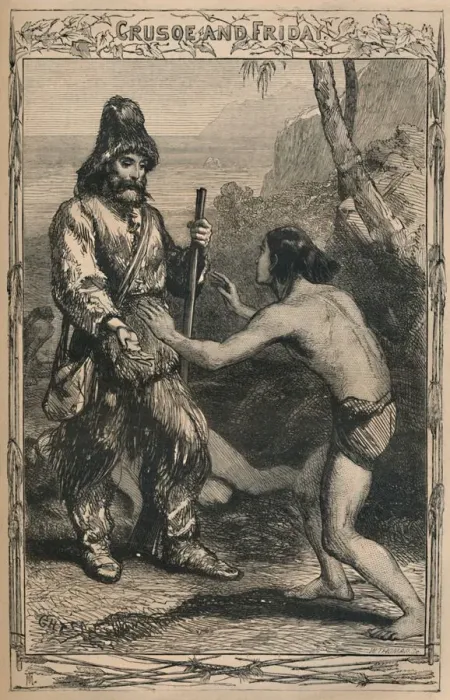 Framed Print : Crusoe and Friday, c1870 Framed Print : Crusoe and Friday, c1870