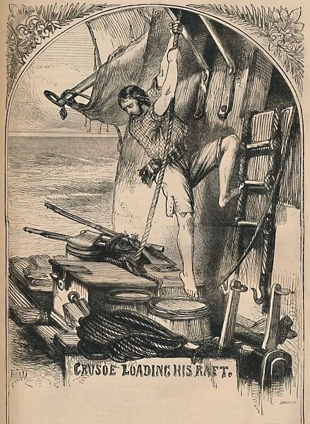 Crusoe Loading His Raft, c1870