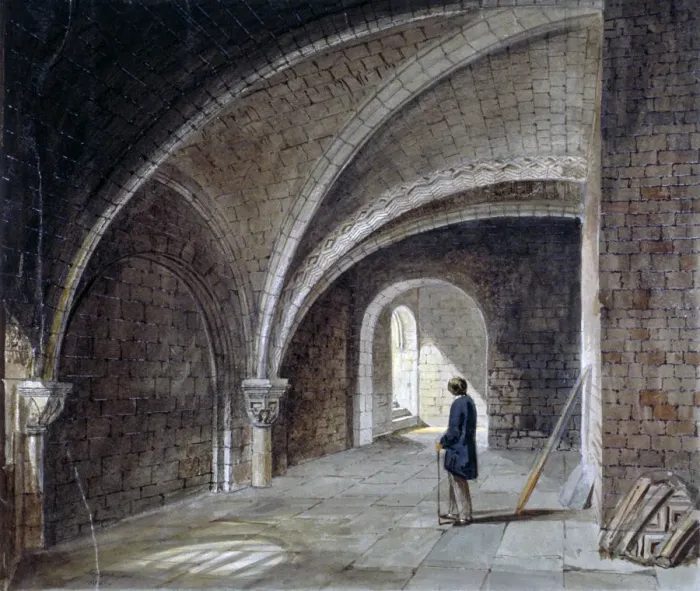 Framed Print : Crypt under the Church of St James in the Wall, Wood Street Square, City of London, 1855 Framed Print : Crypt under the Church of St James in the Wall, Wood Street Square, City of London, 1855