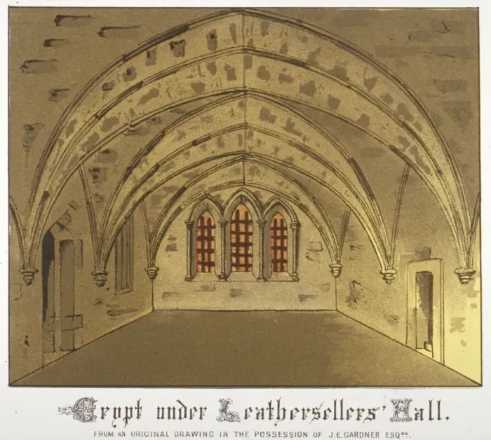 Framed Print : Crypt under Leathersellers Hall, Little St Helens, City of London, 1871 Framed Print : Crypt under Leathersellers Hall, Little St Helens, City of London, 1871