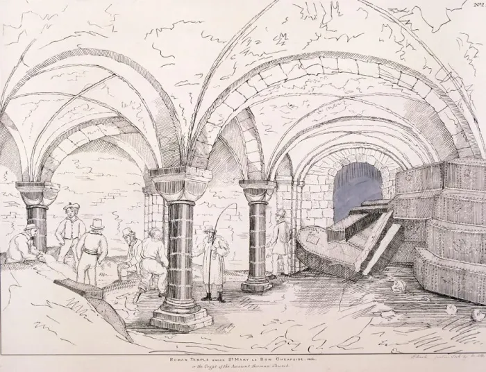 Framed Print : Crypt of St Mary-le-Bow, c1819. Artist: Frederick Nash Framed Print : Crypt of St Mary-le-Bow, c1819. Artist: Frederick Nash