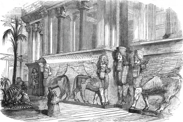 Framed Print : Crystal Palace, Sydenham; Entrance to the Assyrian Court, 1854. Creator: Unknown Framed Print : Crystal Palace, Sydenham; Entrance to the Assyrian Court, 1854. Creator: Unknown