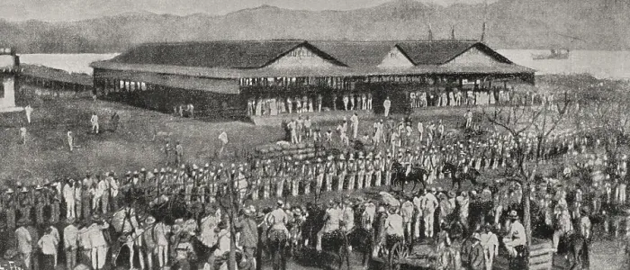 Framed Print : Cuban war of Independence: review of troops coming from the interior of the island, Cuba, 1898. Creator: Unknown Framed Print : Cuban war of Independence: review of troops coming from the interior of the island, Cuba, 1898. Creator: Unknown