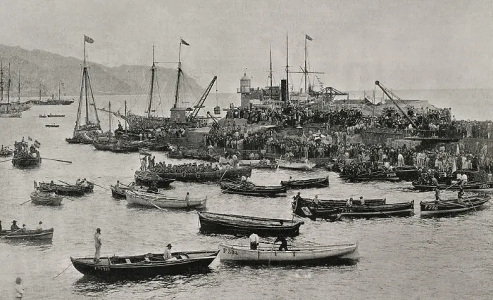 Framed Print : Cuban War: Spanish expeditionary forces at Santa Cruz de Tenerife, Canary Islands, Spain, 1898. Creator: Unknown Framed Print : Cuban War: Spanish expeditionary forces at Santa Cruz de Tenerife, Canary Islands, Spain, 1898. Creator: Unknown