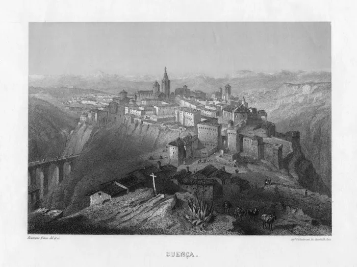 Framed Print : Cuenca, Spain, 19th century. Artist: Rouargue Brothers Framed Print : Cuenca, Spain, 19th century. Artist: Rouargue Brothers