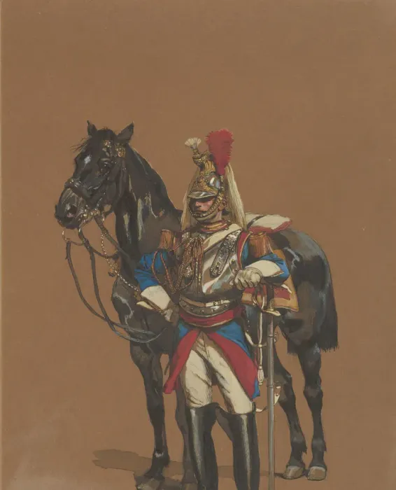 Framed Print : Cuirassier, 1872. Creator: Jean Baptiste Edouard Detaille Framed Print : Cuirassier, 1872. Creator: Jean Baptiste Edouard Detaille