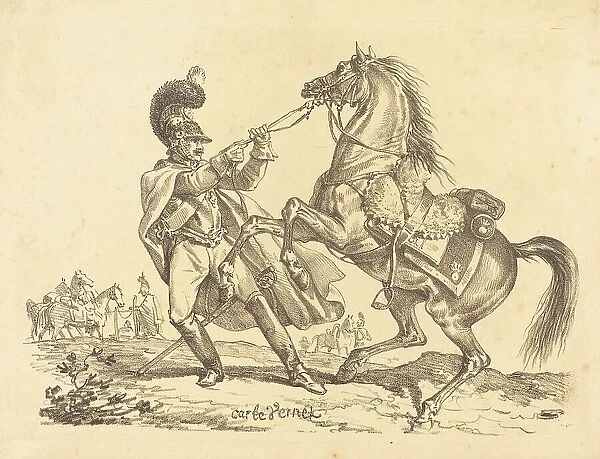 Cuirassier retenant son cheval qui se cabre, in or after 1816. Creator: Carle Vernet